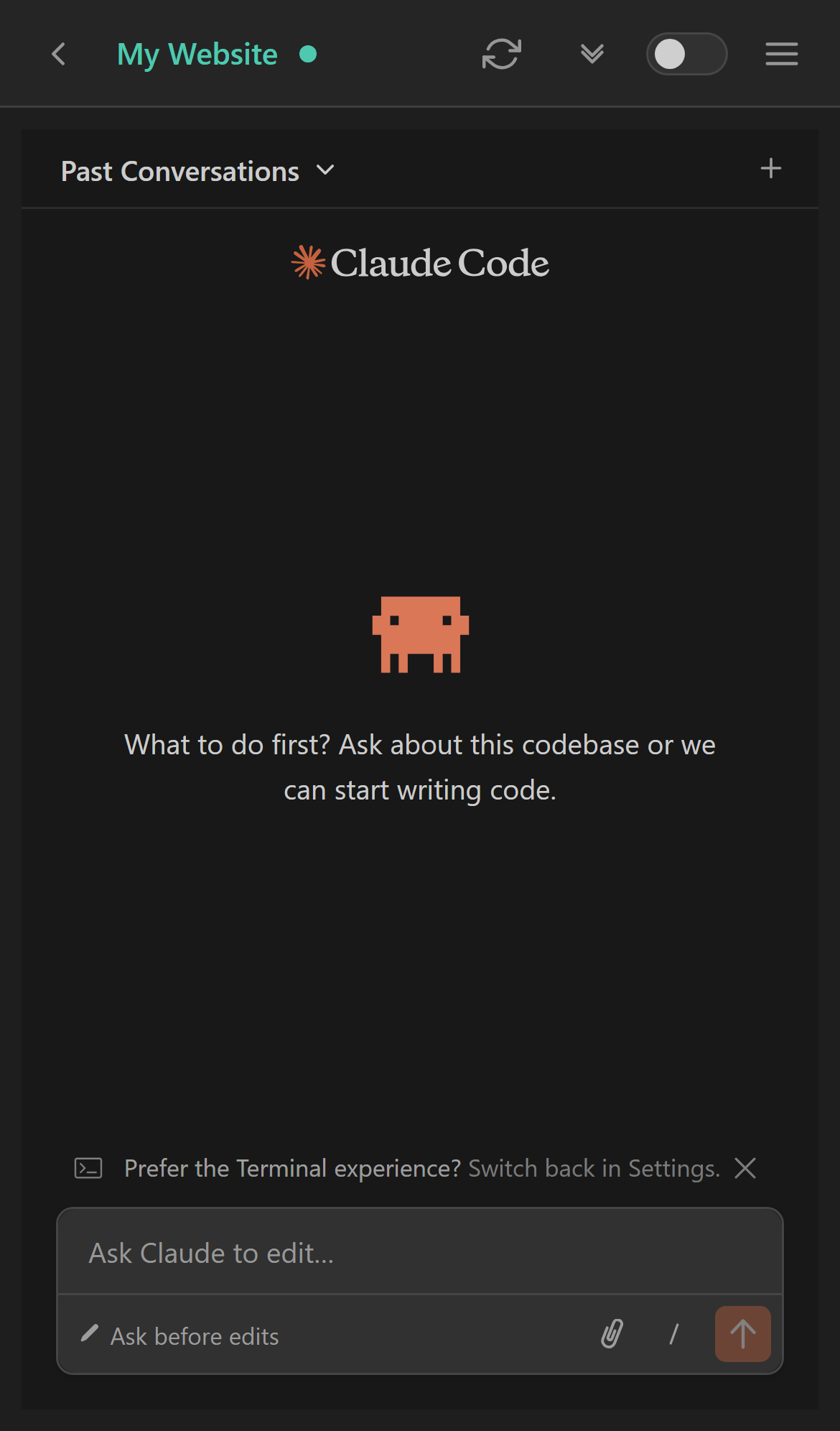 Claude Code interface running on a phone via MobileVibe