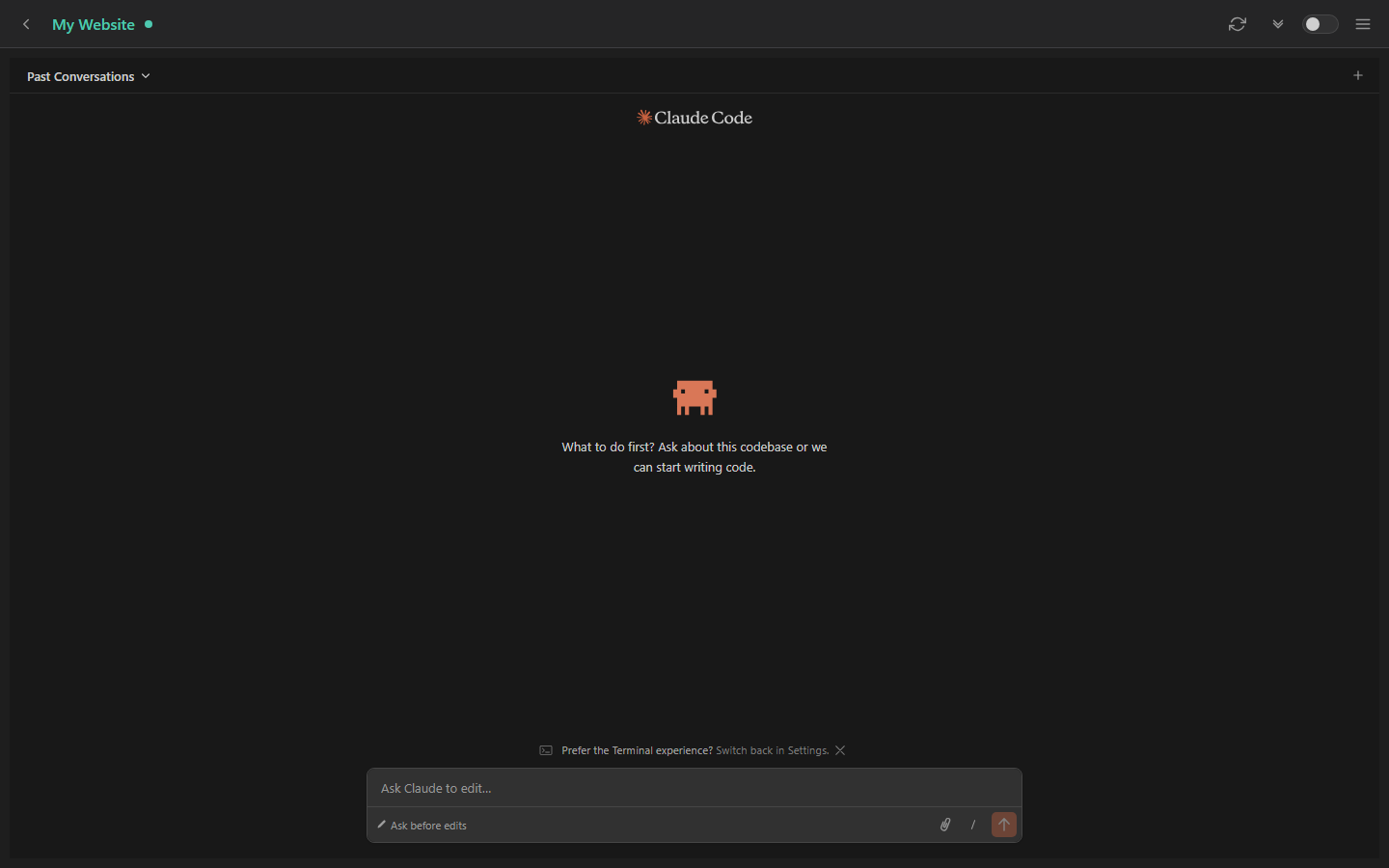 Claude Code interface in a desktop browser