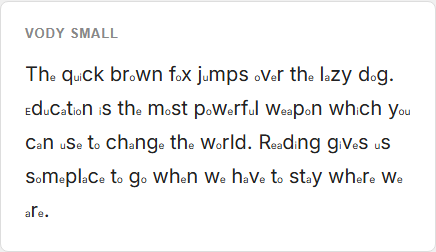 VoDyFont font specimen